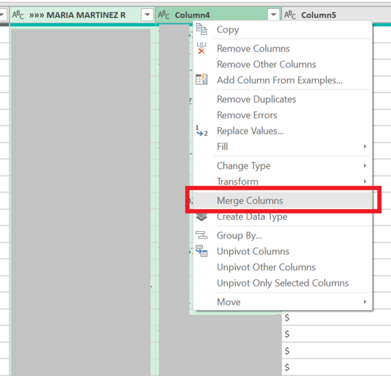 Формула сцепить в Power query. Delete column from array. Examples in a column. How to change Color in Power bi Table column.