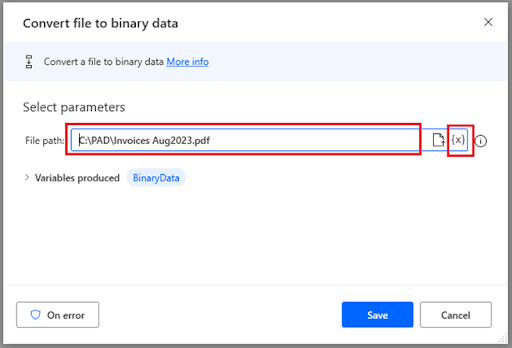 Convert file to binary data