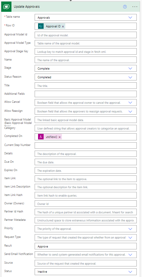 Approval ID column