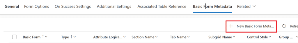 New basic form metadata