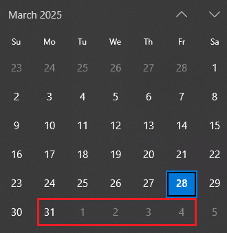 March Calendar Column