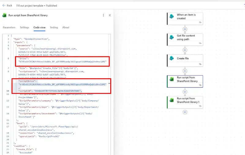 drive ID and script ID