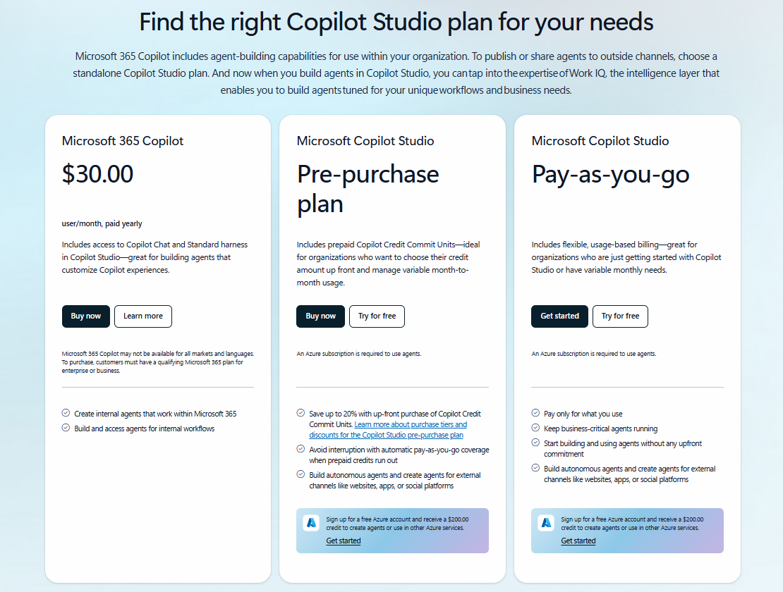 find the right copilot studio